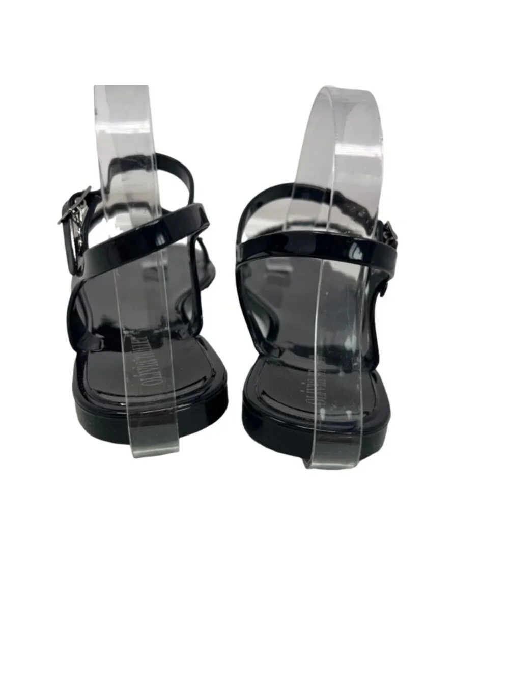 Olivia Miller Sandals Size 7 Palizzi Jelly Open Toe Rhinestone Black NWB